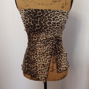Silence + Noise Sheer Animal Leopard Print Strapless Top Size Medium U/O Y2K